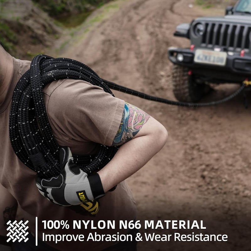 SAMOUT Kinetic Reflective Recovery Rope (48000Lbs 1in x 30ft), Extreme Duty 30% Elasticity Energy Snatch Strap for 4x4 Offroad Vehicle (1in * 30ft Recovery Rope) - Image 4